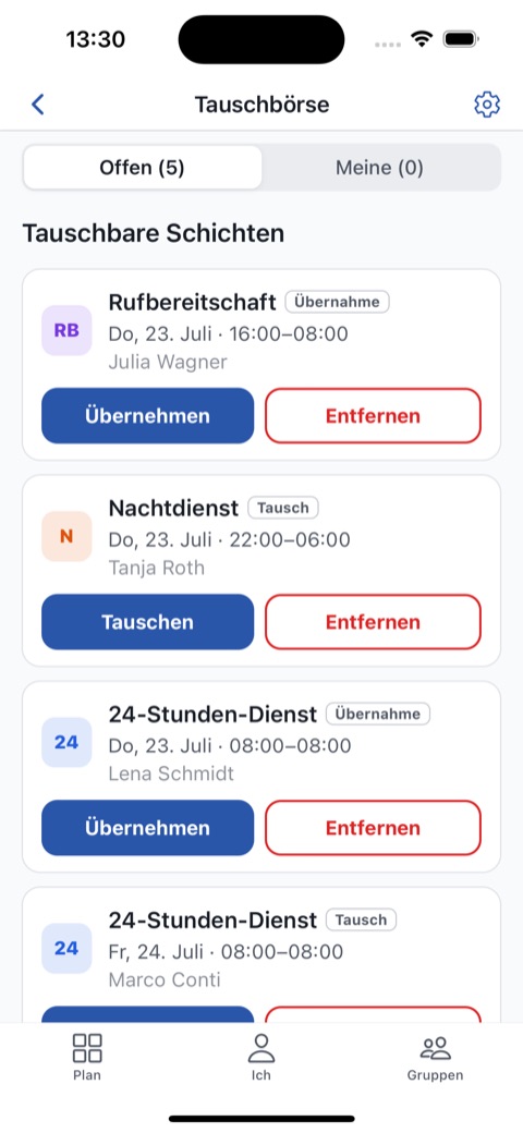Tauschbörse mit offenen Angeboten