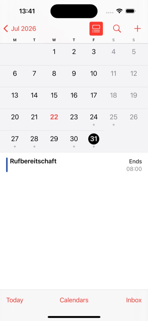 Dienst als Termin im Telefon-Kalender